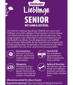 Dehner Lieblinge Nassfutter Hund > Nassfutter für Hunde Senior, Geflügel & Lamm, /800 g