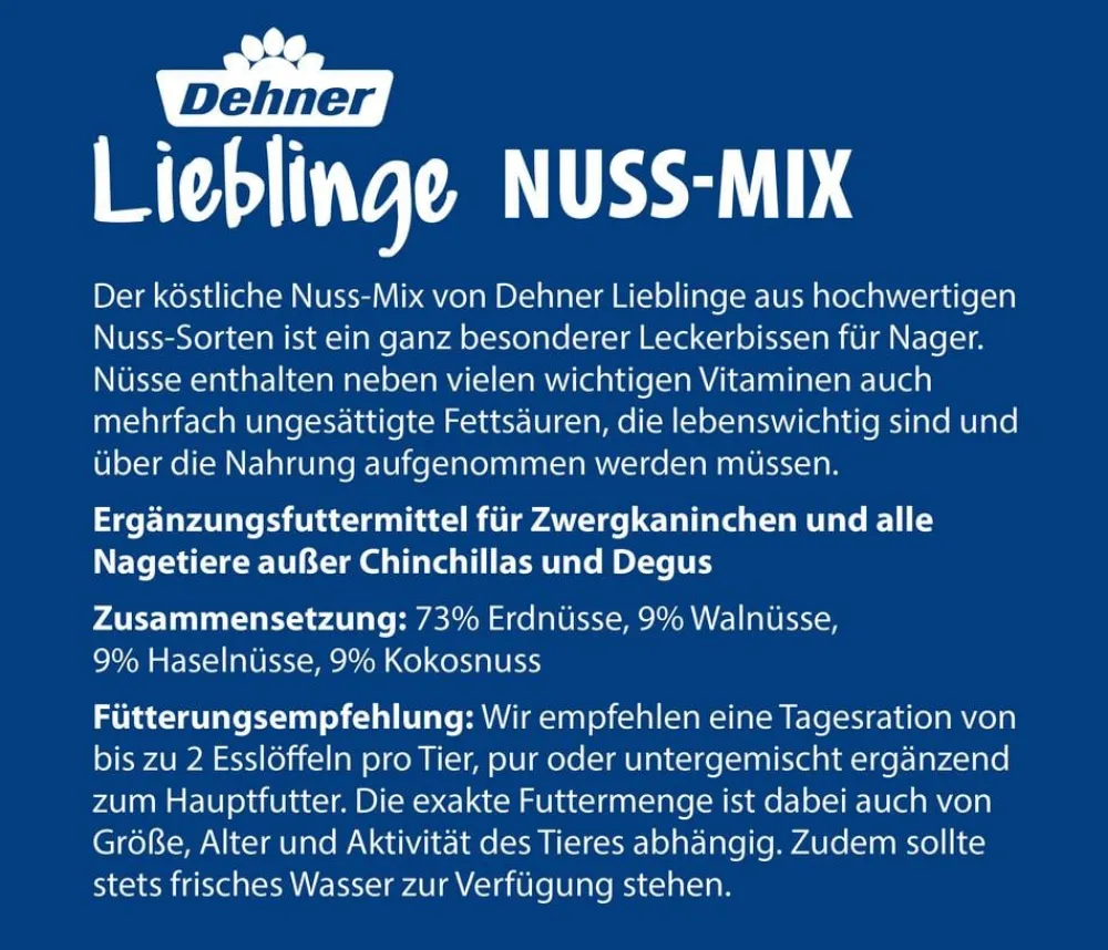 Dehner Lieblinge Nahrungsergänzung Kleintiere - Nuss-Mix, 200 g