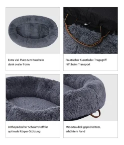 Dehner Lieblinge Betten & Kissen|Hundebetten & Körbe - Orthopädisches Kuschelbett Giant, oval, , ca. B175/H35/T100 cm Grau