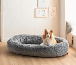 Dehner Lieblinge Betten & Kissen|Hundebetten & Körbe - Orthopädisches Kuschelbett Giant, oval, , ca. B175/H35/T100 cm Grau