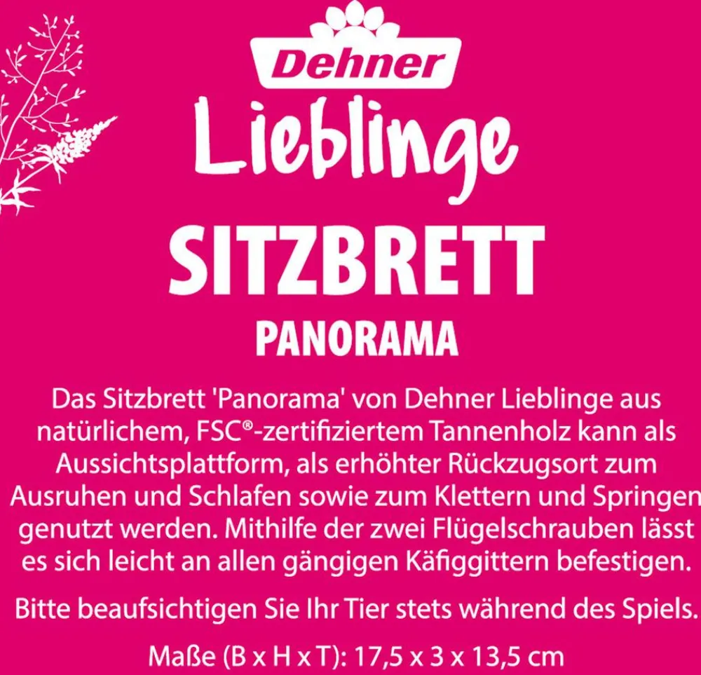Dehner Lieblinge Mehr Kleintierbedarf - Sitzbrett Panorama, ca. B17,5/H3/T13,5 cm