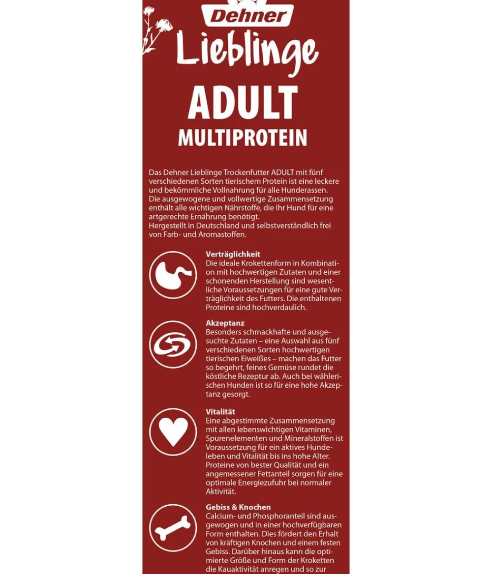 Dehner Lieblinge Trockenfutter Hund - Trockenfutter für Hunde Multiprotein Adult