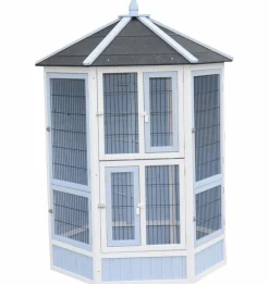 Dehner Lieblinge Vogelkäfige & Volieren > Vogelvolieren-Set Santorini, mit Freigehege, /blau, ca. B236,4/H180/T132 cm