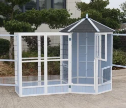 Dehner Lieblinge Vogelkäfige & Volieren > Vogelvolieren-Set Santorini, mit Freigehege, /blau, ca. B236,4/H180/T132 cm
