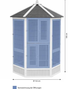 Dehner Lieblinge Vogelvoliere Santorini, /blau, ca. Ø132/H180 cm Discount