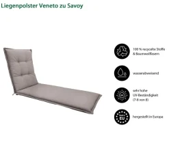 Dehner Relax- & Liegenauflagen - Liegenauflage Veneto für Gartenliege Savoy, ca. B57/H6/T178 cm Taupe