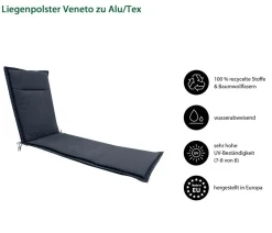 Dehner Liegenauflage Veneto für Alu-Tex-Liegen, ca. B55/H4/T198 cm Dunkelgrau Best