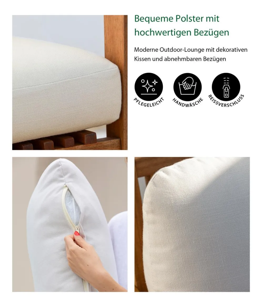 Dehner Loungemöbel|Balkonmöbel Holz - Lounge Santiago, 4-teilig