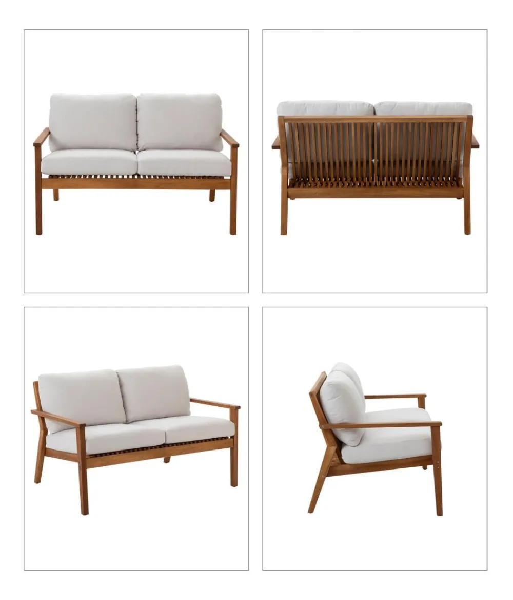 Dehner Loungemöbel|Balkonmöbel Holz - Lounge Santiago, 4-teilig