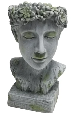 Dehner Gartenzwerge & Gartenfiguren|Blumentöpfe & Übertöpfe - Magnesia-Kopf Apollo zum Bepflanzen, ca. B24/H41/T24 cm