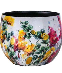 Dehner Metall-Übertopf Floral, bauchig, / Best