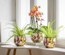 Dehner Blumentöpfe & Übertöpfe - Metall-Übertopf Floral, bauchig, /