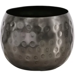 Dehner Blumentöpfe & Übertöpfe - Metall-Übertopf Kody, bauchig, ca. Ø7 cm Silber