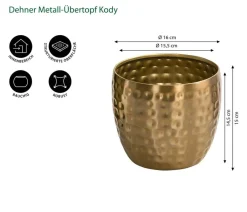 Dehner Blumentöpfe & Übertöpfe - Metall-Übertopf Kody, bauchig, Gold