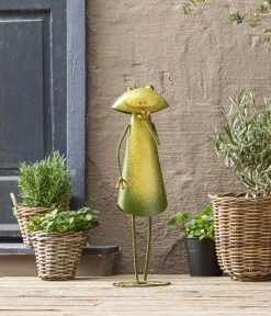 Dehner Gartenzwerge & Gartenfiguren - Metall-Frosch stehend, ca. B20/H66/T14 cm