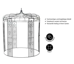 Dehner Metall-Pavillon Canterbury, ca. Ø232/H271 cm Schwarz Clearance