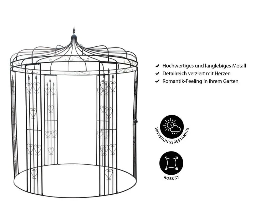 Dehner Metall-Pavillon Canterbury, ca. Ø232/H271 cm Schwarz Clearance