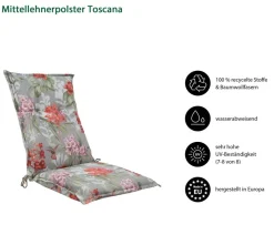 Dehner Sitzauflagen - Mittellehnerauflage Toscana, ca. B50/H6/T108 cm