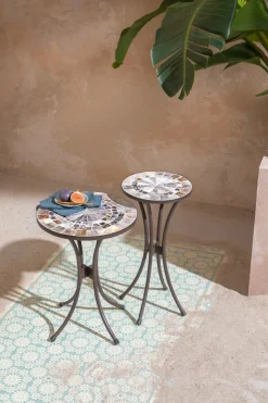 Dehner Blumenhocker|Gartentische Metall - Mosaikblumenhocker Grazia