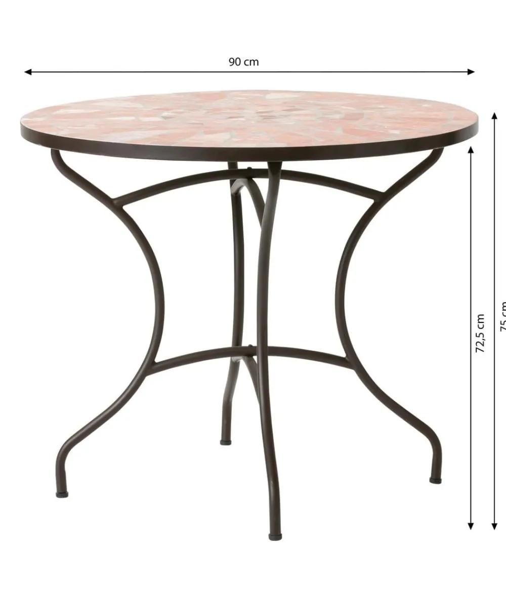 Dehner Gartentische Metall|Balkontische - Mosaiktisch Chiara, terra-rosé