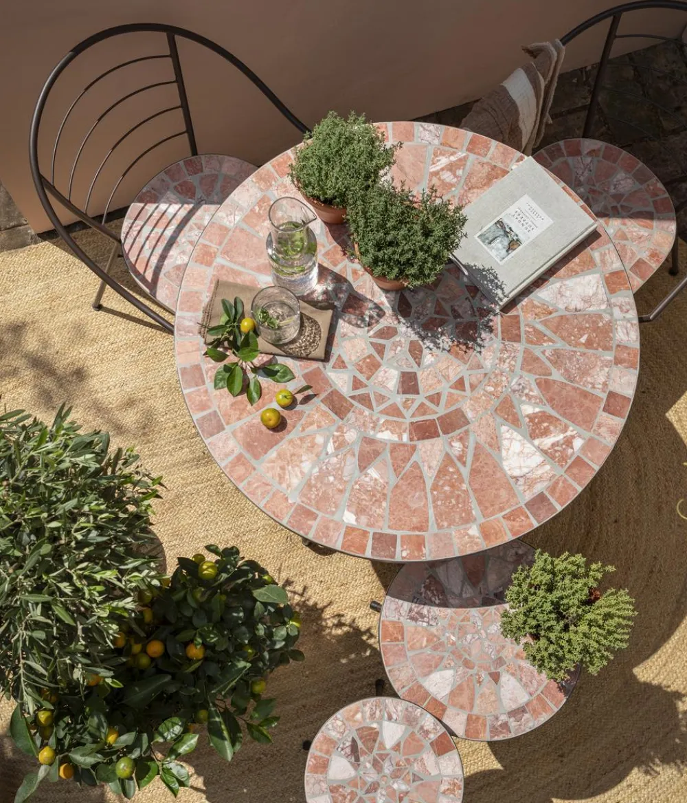 Dehner Gartentische Metall|Balkontische - Mosaiktisch Chiara, terra-rosé