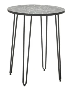 Dehner Balkontische|Gartentische Metall - Mosaiktisch Madeleine, ca. Ø60/H60 cm Dunkelgrau
