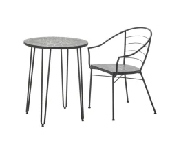 Dehner Balkontische|Gartentische Metall - Mosaiktisch Madeleine, ca. Ø60/H60 cm Dunkelgrau