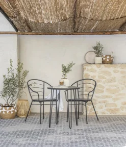 Dehner Balkontische|Gartentische Metall - Mosaiktisch Madeleine, ca. Ø60/H60 cm Dunkelgrau