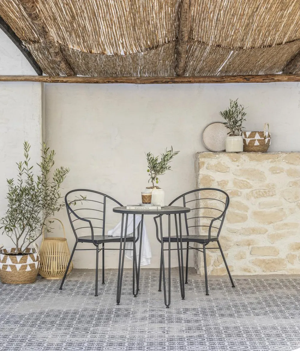 Dehner Balkontische|Gartentische Metall - Mosaiktisch Madeleine, ca. Ø60/H60 cm Dunkelgrau