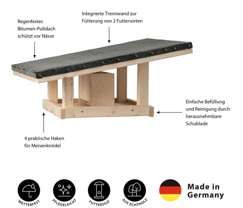 Dehner Natura Premium Vogelhäuser & Futterspender > Futterhaus Rofan, , ca. B64/H30,2/T56 cm