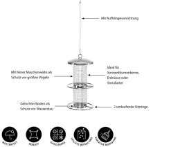 Dehner Natura Premium Vogelhäuser & Futterspender - Futterampel Guayana Schwarz