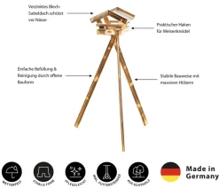 Dehner Natura Premium Vogelhäuser & Futterspender > Futterhaus Apennin, geflammt, inkl. Ständer, ca. B70/H134,5/T70 cm