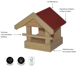 Dehner Natura Premium Futterhaus Kaja, ca. B21,5/H22/T21,5 cm New