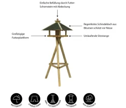 Dehner Natura Premium Vogelhäuser & Futterspender - Futterhaus Innsbruck, inkl. Ständer Ellmau, ca. B68/H144/T62 cm