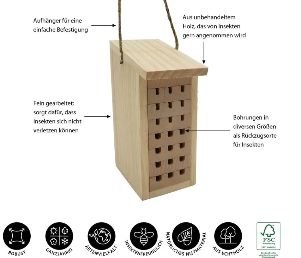 Dehner Natura Premium Nützling & Insektenhotels > Insektenhotel Zermatt, ca. B8/H19,5/T12,5 cm