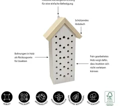 Dehner Natura Premium Insektenhotel Eucera, ca. B16/H30,5/T9,5 cm Weiß Hot