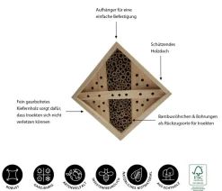 Dehner Natura Premium Nützling & Insektenhotels - Insektenhotel Nueva, ca. B18/H18/T11 cm Braun