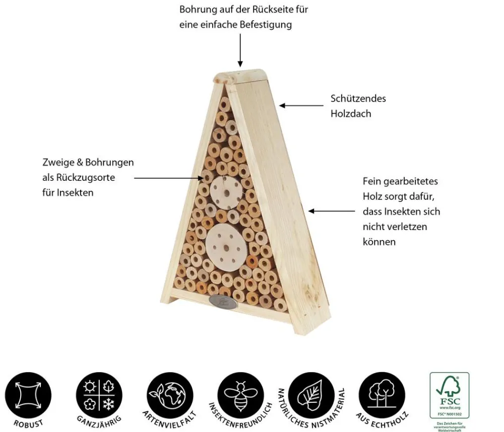 Dehner Natura Premium Nützling & Insektenhotels - Insektenhotel Gaia, ca. B24/H34/T11 cm