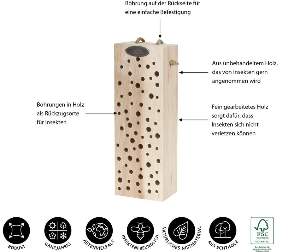 Dehner Natura Premium Nützling & Insektenhotels - Insektenhotel Romina, ca. B10/H29/T9 cm