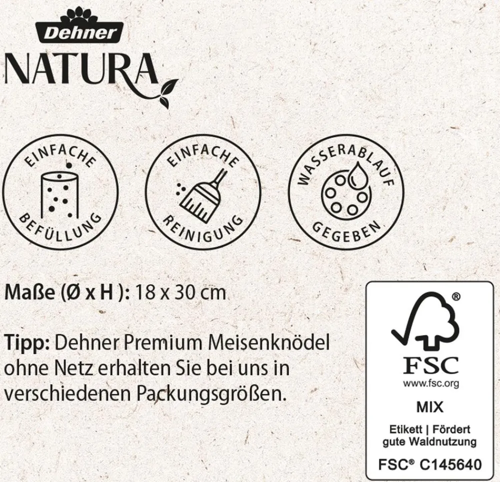 Dehner Natura Premium Vogelhäuser & Futterspender > Meisenknödel-Säule Louise, ca. Ø18/H30 cm