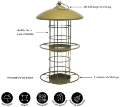 Dehner Natura Premium Vogelhäuser & Futterspender - Meisenknödel-Säule Camille, ca. Ø16/H30 cm Gold