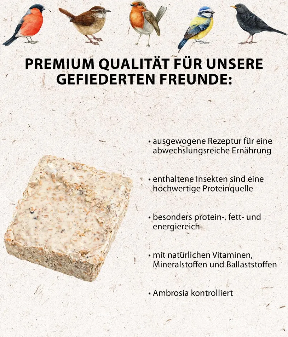 Dehner Natura Premium Wildvogelfutter & Snacks > Spender für Futtertafeln mit Tafel-Mix, 7-teilig