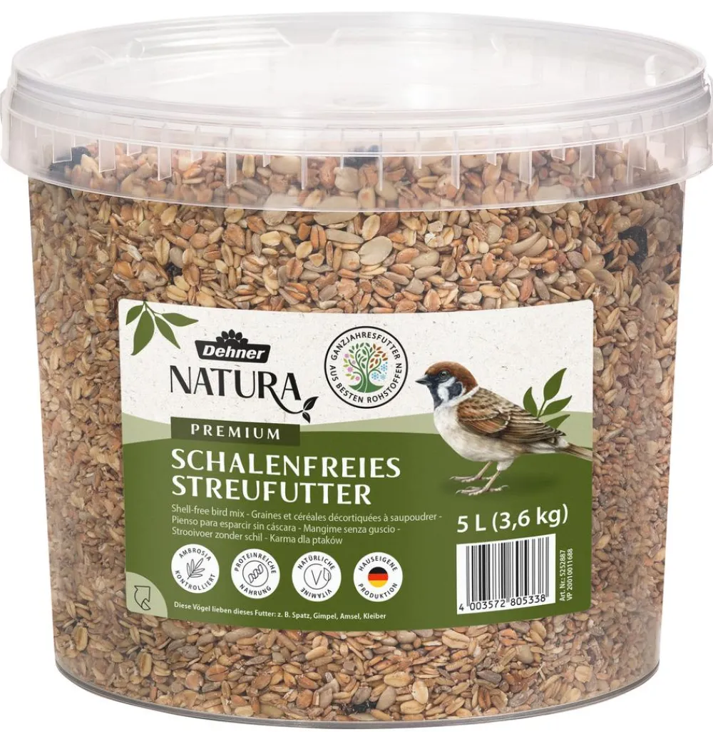 Dehner Natura Premium Wildvogel Streufutter schalenfrei im Eimer, 5 l Outlet