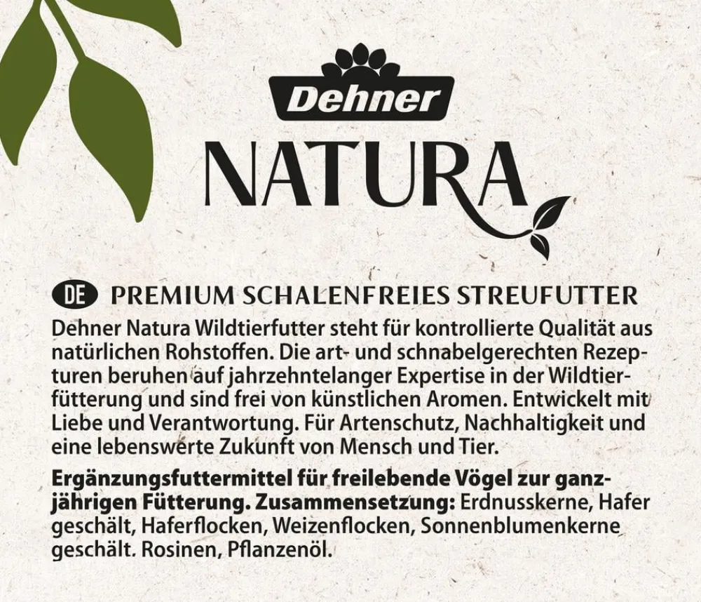 Dehner Natura Premium Wildvogel Streufutter schalenfrei im Eimer, 5 l Outlet