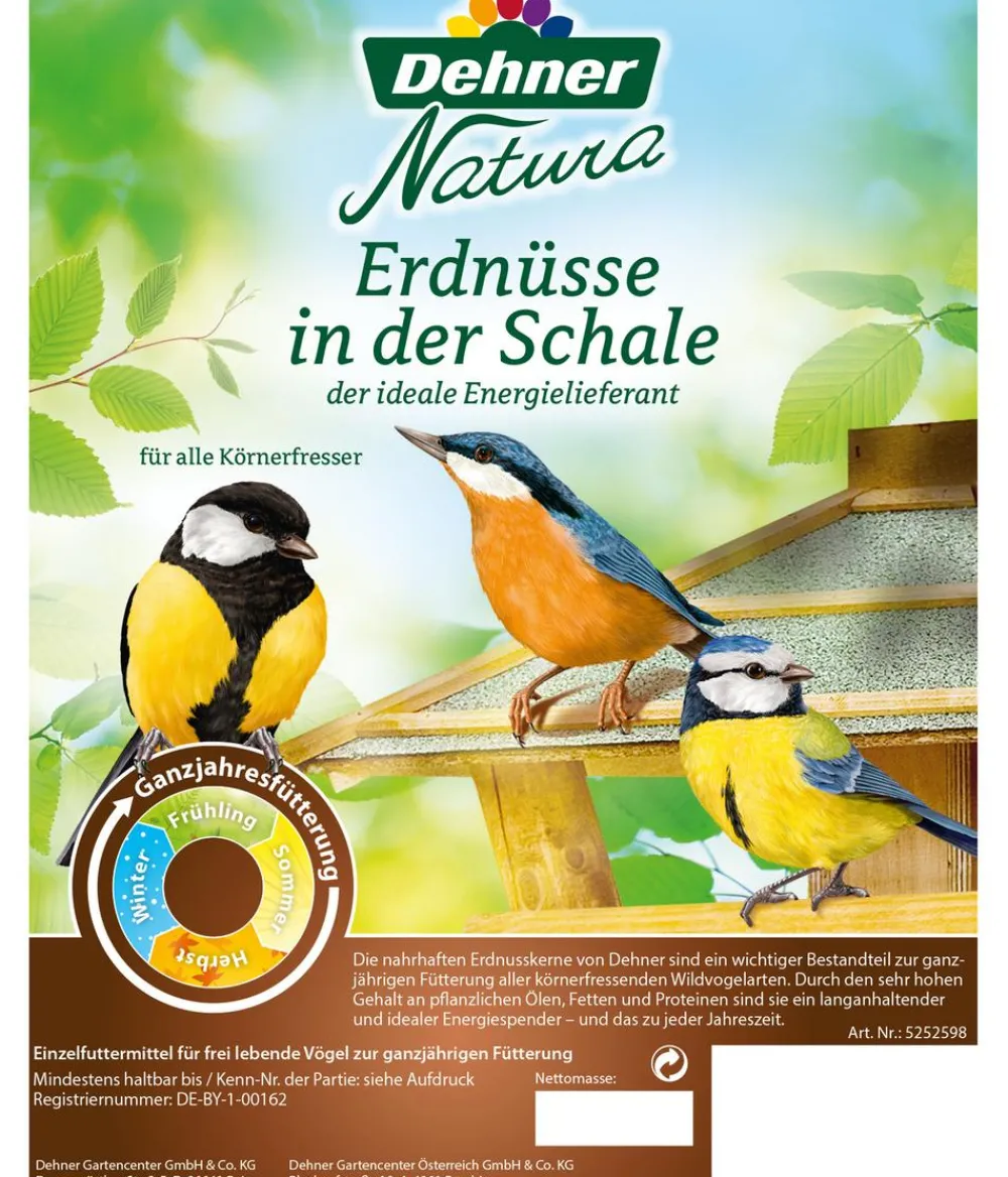 Dehner Natura Premium Wildvogelfutter Erdnüsse in der Schale, 500 g Outlet