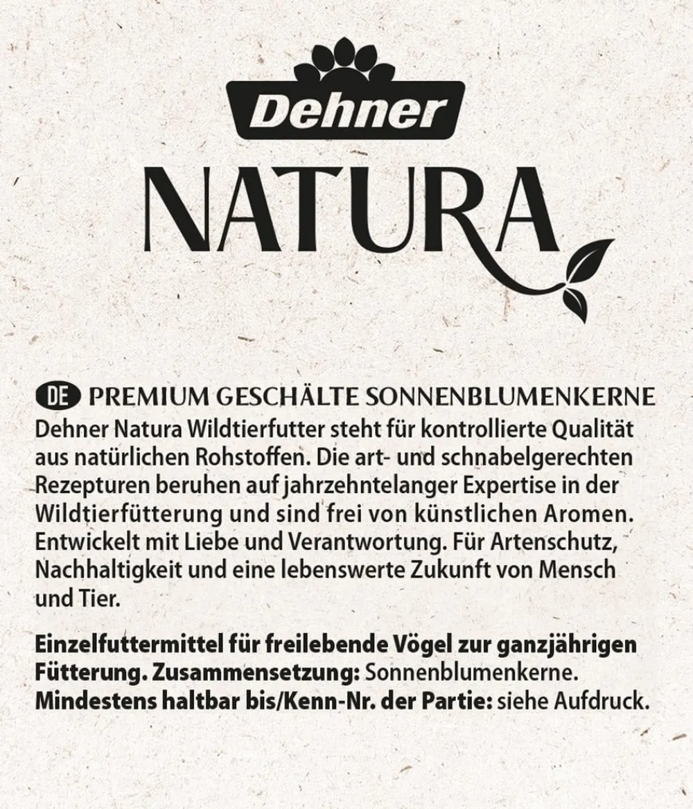Dehner Natura Premium Wildvogelfutter & Snacks > Wildvogelfutter Geschälte Sonnenblumenkerne