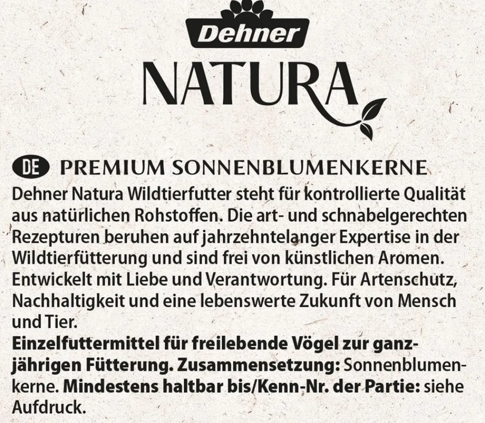 Dehner Natura Premium Wildvogelfutter & Snacks > Wildvogelfutter Sonnenblumenkerne