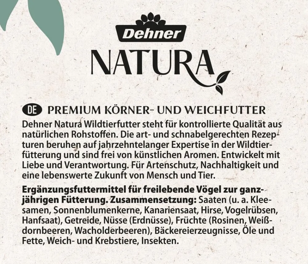 Dehner Natura Premium Wildvogelfutter & Snacks > Wildvogel Körner- und Weichfutter