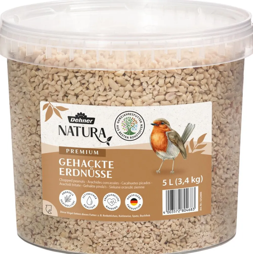 Dehner Natura Premium Wildvogelfutter Gehackte Erdnüsse im Eimer, 5 l New