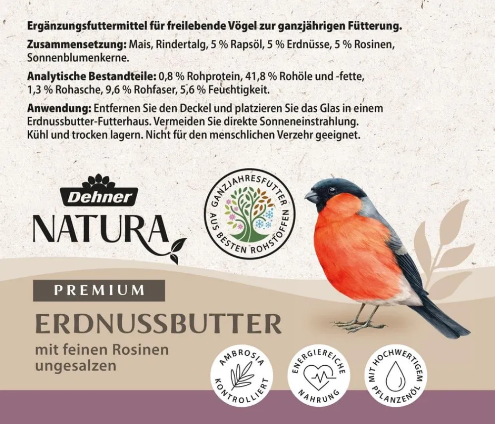 Dehner Natura Premium Wildvogelfutter & Snacks - Wildvogelfutter Geschälte Sonnenblumenkerne